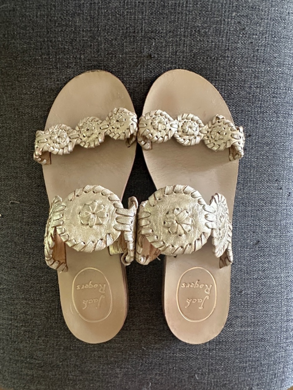 Jack Rogers Metallic Gold Palma Slide Sandals